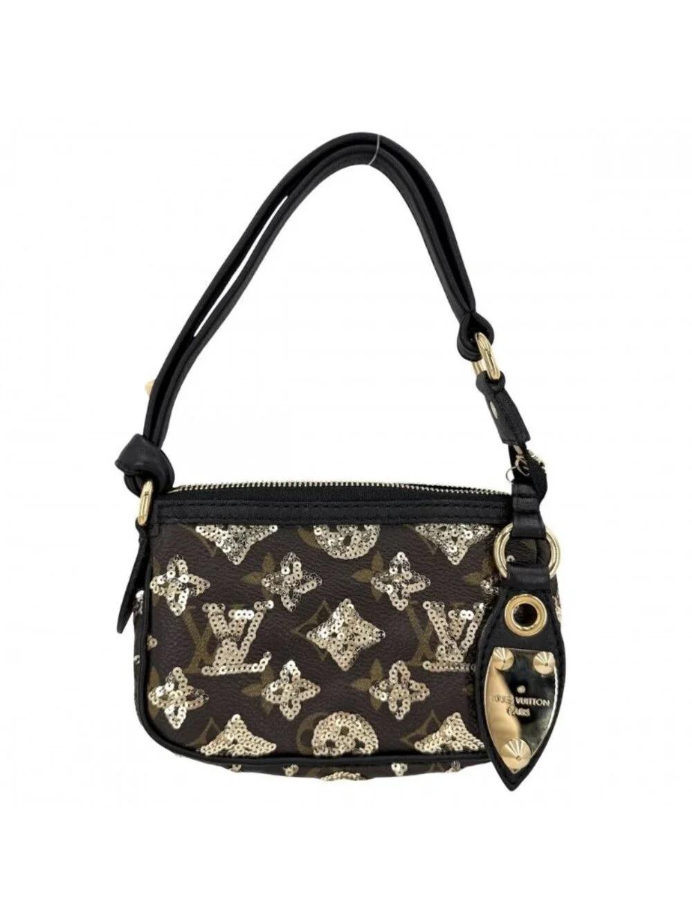 Louis Vuitton Big Mini Bag Monogram Eclipse Sequin Mini Pochette Soir Brown